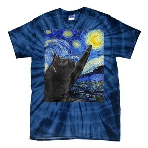 Starry Night Cat Artwork Tie-Dye T-Shirt