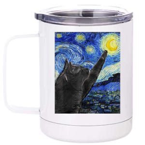 Starry Night Cat Artwork 12 oz Stainless Steel Tumbler Cup