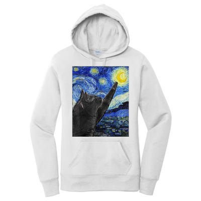 Starry Night Cat Artwork Women's Pullover Hoodie