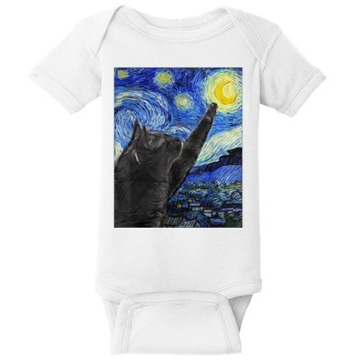 Starry Night Cat Artwork Baby Bodysuit