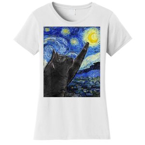 Starry Night Cat Artwork Women's T-Shirt