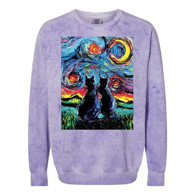 Scary Night Cat Van Gogh Art Colorblast Crewneck Sweatshirt