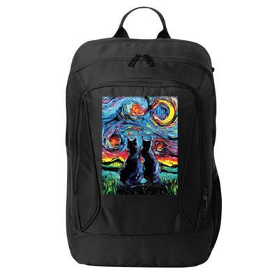 Scary Night Cat Van Gogh Art City Backpack