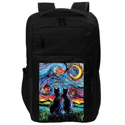 Scary Night Cat Van Gogh Art Impact Tech Backpack