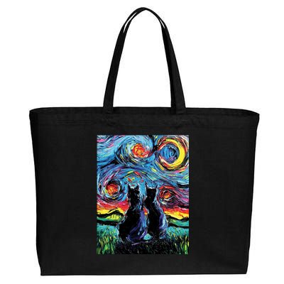 Scary Night Cat Van Gogh Art Cotton Canvas Jumbo Tote