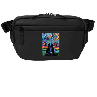 Scary Night Cat Van Gogh Art Crossbody Pack