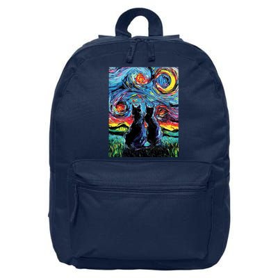 Scary Night Cat Van Gogh Art 16 in Basic Backpack