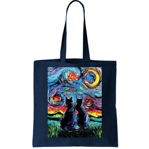 Scary Night Cat Van Gogh Art Tote Bag