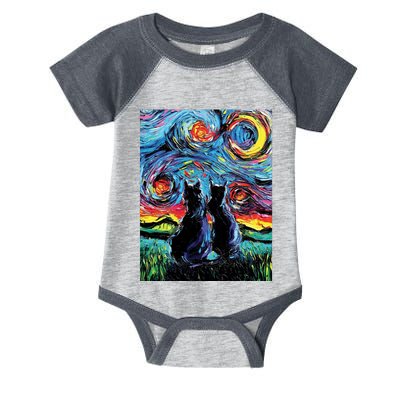 Scary Night Cat Van Gogh Art Infant Baby Jersey Bodysuit