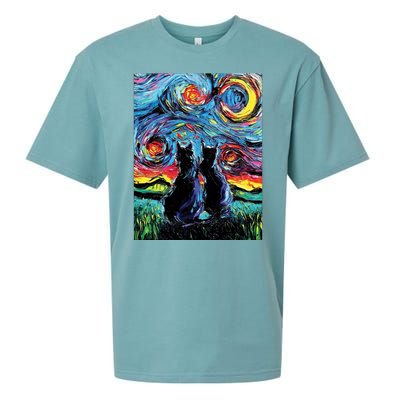 Scary Night Cat Van Gogh Art Sueded Cloud Jersey T-Shirt