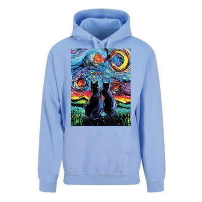 Scary Night Cat Van Gogh Art Unisex Surf Hoodie