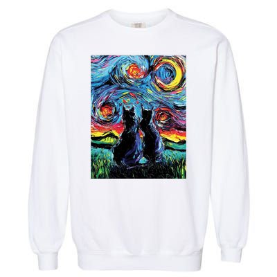 Scary Night Cat Van Gogh Art Garment-Dyed Sweatshirt