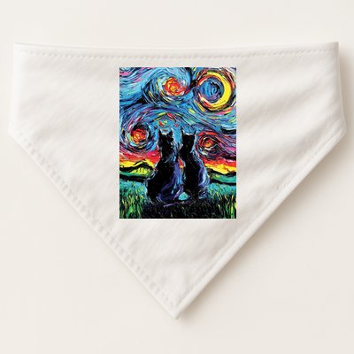 Scary Night Cat Van Gogh Art USA-Made Doggie Bandana