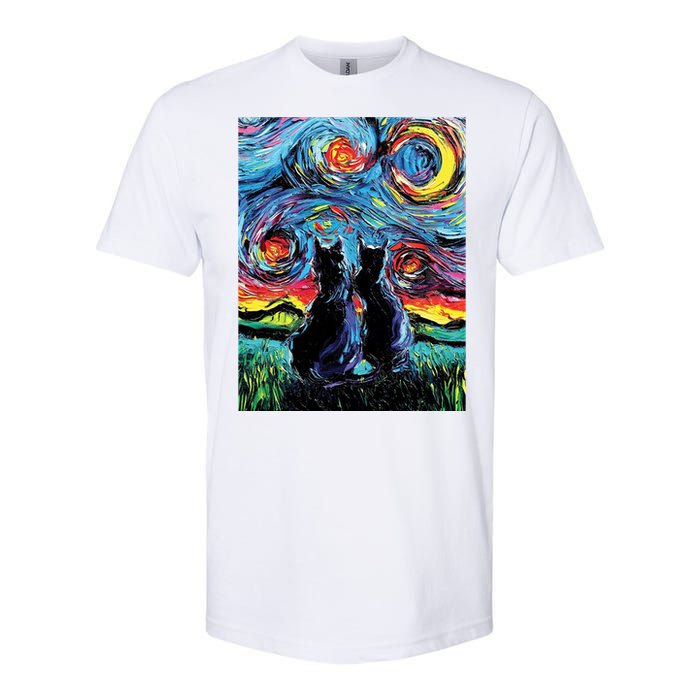 Scary Night Cat Van Gogh Art Softstyle CVC T-Shirt