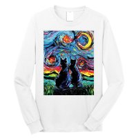 Scary Night Cat Van Gogh Art Long Sleeve Shirt