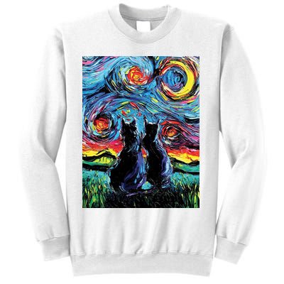 Scary Night Cat Van Gogh Art Sweatshirt