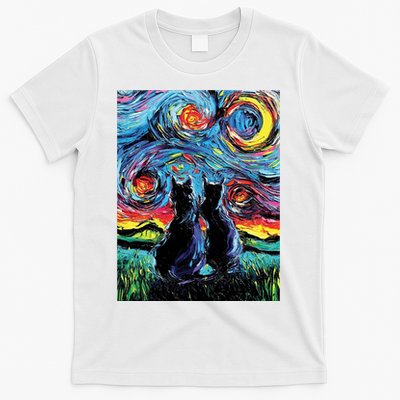 Scary Night Cat Van Gogh Art T-Shirt