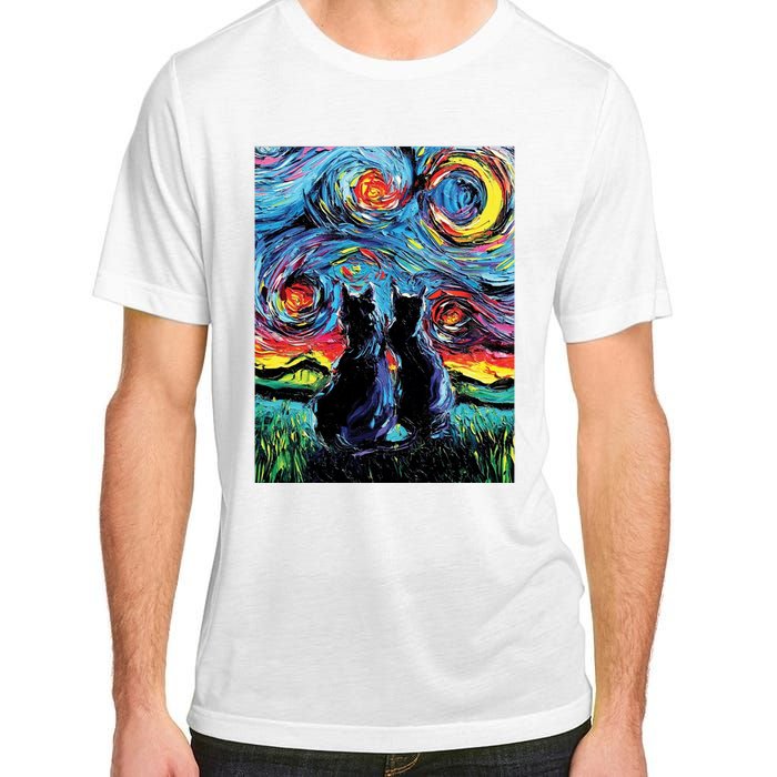 Scary Night Cat Van Gogh Art Adult ChromaSoft Performance T-Shirt