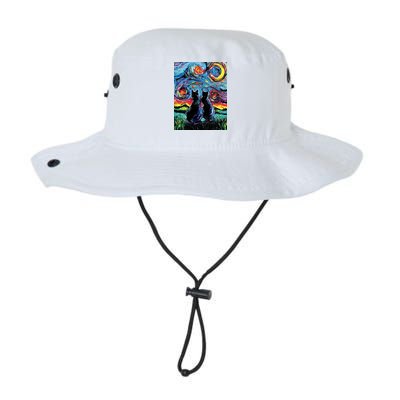 Scary Night Cat Van Gogh Art Bucket Hat