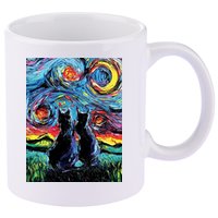 Scary Night Cat Van Gogh Art 11oz C Handle Ceramic Mug
