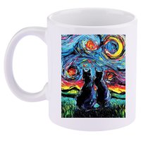 Scary Night Cat Van Gogh Art 11oz C Handle Ceramic Mug