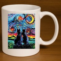 Scary Night Cat Van Gogh Art 11oz C Handle Ceramic Mug
