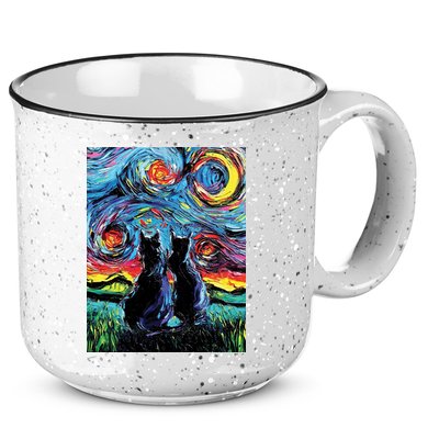 Scary Night Cat Van Gogh Art 15oz Campfire Ceramic Mug