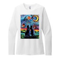 Scary Night Cat Van Gogh Art Womens CVC Long Sleeve Shirt