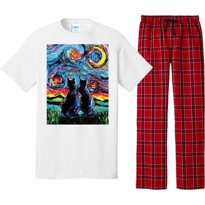 Scary Night Cat Van Gogh Art Pajama Set