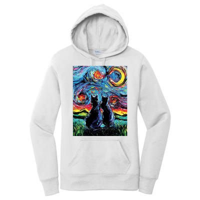 Scary Night Cat Van Gogh Art Women's Pullover Hoodie