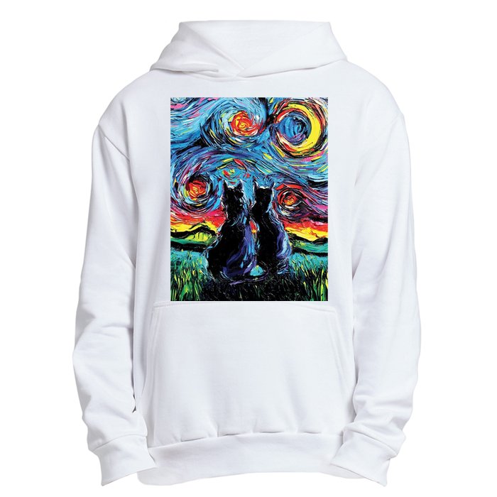 Scary Night Cat Van Gogh Art Urban Pullover Hoodie