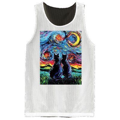 Scary Night Cat Van Gogh Art Mesh Reversible Basketball Jersey Tank