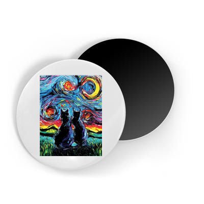 Scary Night Cat Van Gogh Art Magnet