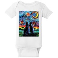 Scary Night Cat Van Gogh Art Baby Bodysuit