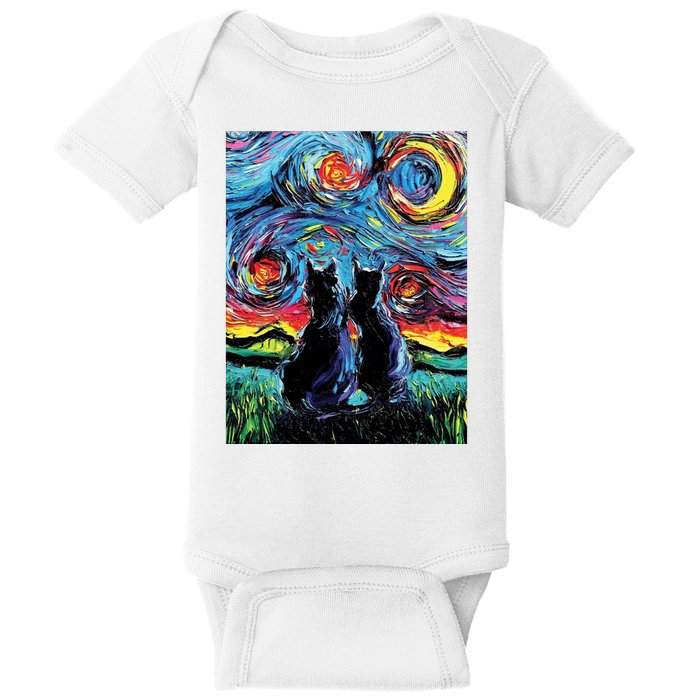 Scary Night Cat Van Gogh Art Baby Bodysuit