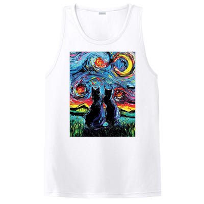 Scary Night Cat Van Gogh Art PosiCharge Competitor Tank