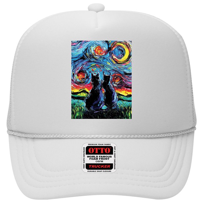 Scary Night Cat Van Gogh Art Trucker Hat