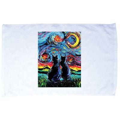 Scary Night Cat Van Gogh Art Microfiber Hand Towel