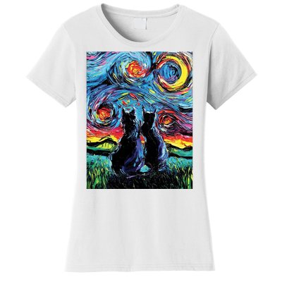 Scary Night Cat Van Gogh Art Women's T-Shirt