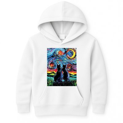 Scary Night Cat Van Gogh Art Kids Hoodie