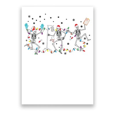 Skeleton Nurse Christmas Skeleton Dancing Poster