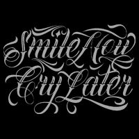 Smile Now Cry Later Tattoo Chicano Lettering Baby Bodysuit