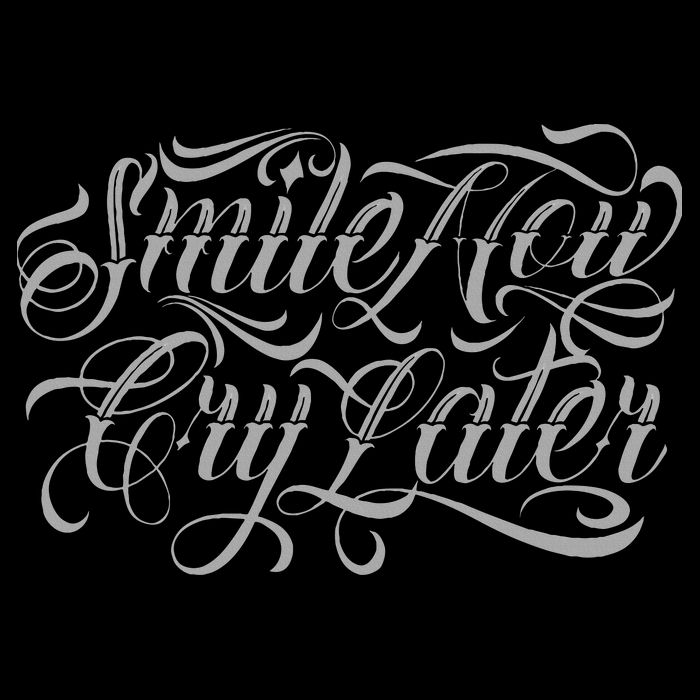 Smile Now Cry Later Tattoo Chicano Lettering Baby Bodysuit