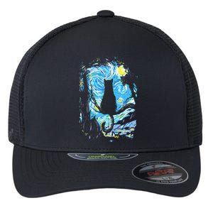 Starry Night Cat Van Gogh Cat Flexfit Unipanel Trucker Cap