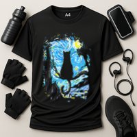 Starry Night Cat Van Gogh Cat Cooling Performance Crew T-Shirt