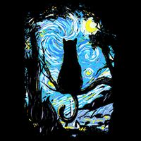 Starry Night Cat Van Gogh Cat Cooling Performance Crew T-Shirt