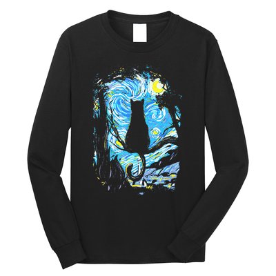 Starry Night Cat Van Gogh Cat Long Sleeve Shirt