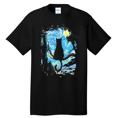 Starry Night Cat Van Gogh Cat Tall T-Shirt