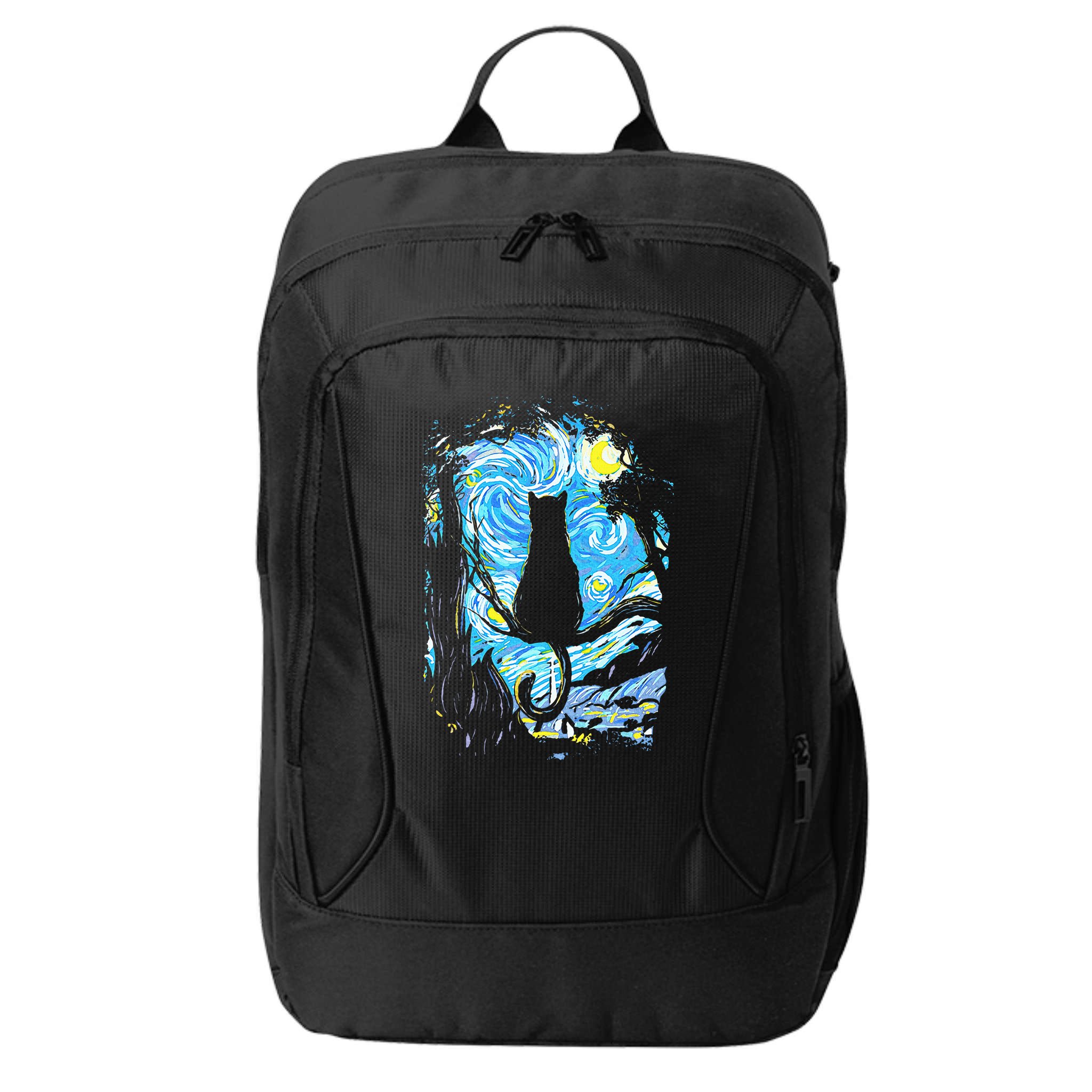 Starry Night Cat Van Gogh Cat City Backpack