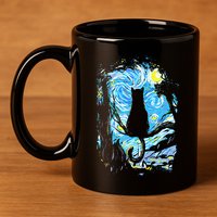 Starry Night Cat Van Gogh Cat 11oz C Handle Ceramic Mug